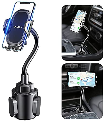 Cup Car Phone Holder for Car - RAXFLY Hands Free Adjustable Long Gooseneck Car Cup Holder Phone Mount Compatible with iPhone 12 Pro Max Samsung Note 20 S20 Plus All Smartphone