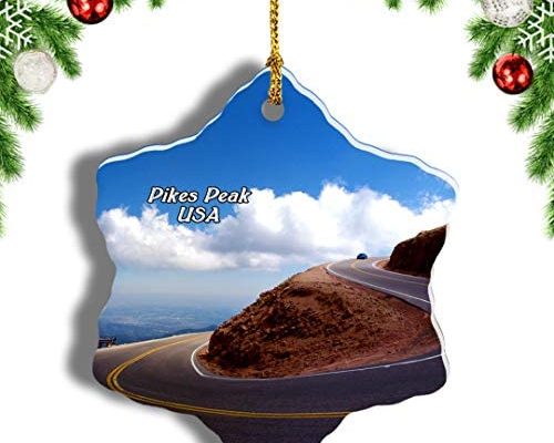 Weekino America USA Pikes Peak Highway Christmas Ornament Travel Souvenir Tree Hanging Pendant Decoration Porcelain 998" Double Sided