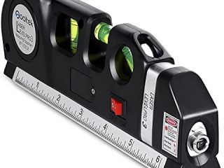 Qooltek Multipurpose Laser Level Laser Line 8 feet Measure Tape Ruler Adjusted Standard and Metric Rulers for hanging pictures