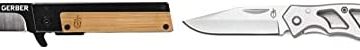 Gerber Gear 31-003731 Quadrant Pocket Folding Knife, with Pocket Clip, EDC Gear, 2.7 Inch Blade, Bamboo & 22-48485 Paraframe Mini Pocket Knife, 2.2 Inch Fine Edge Blade, Stainless Steel